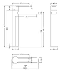 Nuie ARV370 Arvan High-Rise Mono Basin Mixer (No Waste), Chrome