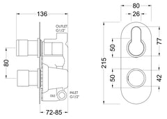 Nuie ARV4TW01 Arvan Twin Thermostatic Valve, Matt Black