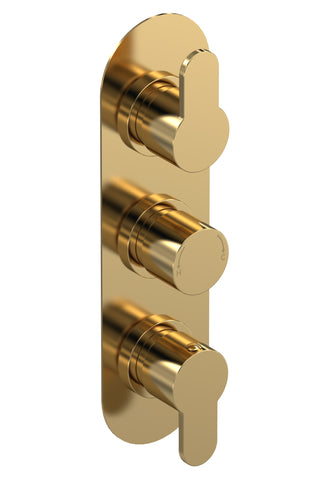 Nuie ARV8TR02 Arvan Triple Thermostatic Valve, Brushed Brass