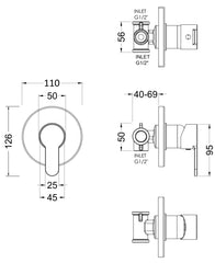 Nuie ARVMV10 Arvan Manual Shower Valve, Chrome