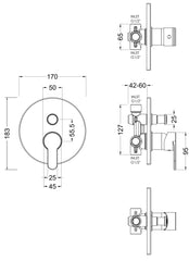 Nuie ARVMV12 Arvan Manual Shower Valve With Diverter, Chrome