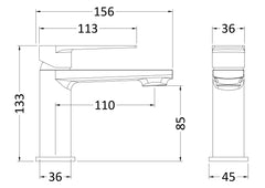 Nuie BAI345 Bailey Mini Mono Basin Mixer, Chrome