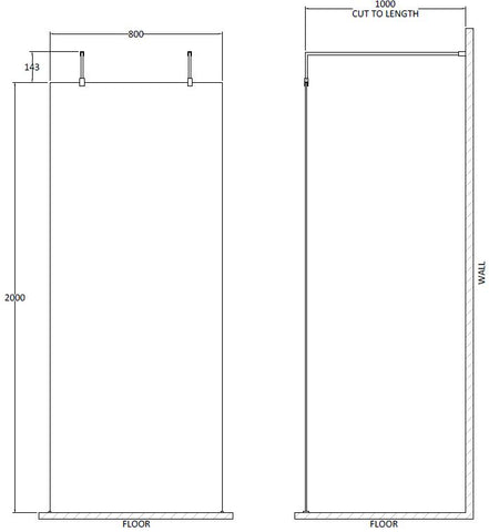 Hudson Reed BBPAF080 800mm Wetroom Screen With Arms and Feet, Brushed Brass