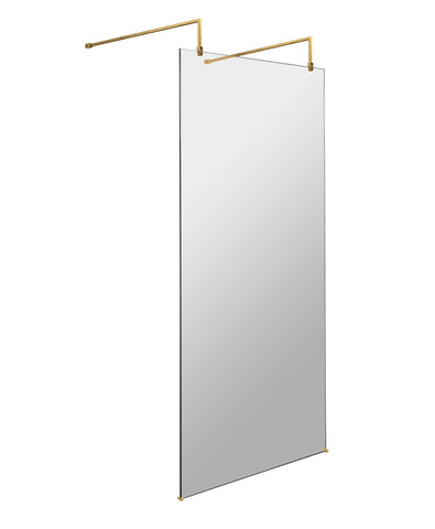 Hudson Reed BBPAF090 900mm Wetroom Screen With Arms and Feet, Brushed Brass