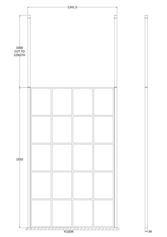 Hudson Reed BFCP12 1200mm Frame Screen With Ceiling Posts, Matt Black