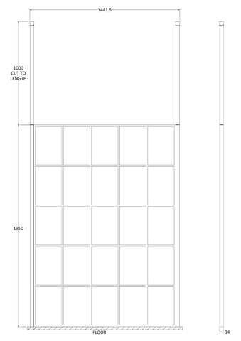 Hudson Reed BFCP14 1400mm Frame Screen With Ceiling Posts, Matt Black