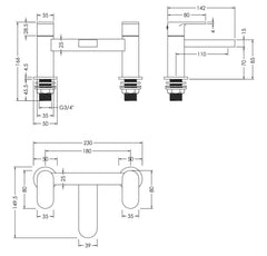 Nuie BIN303 Binsey Deck Mounted Bath Filler, Chrome