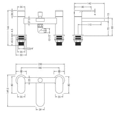 Nuie BIN304 Binsey Deck Mounted Bath Shower Mixer With Kit, Chrome