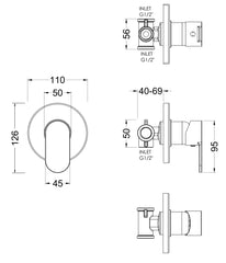 Nuie BINMV10 Binsey Manual Shower Valve, Chrome