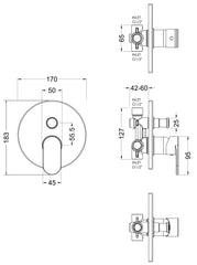 Nuie BINMV12 Binsey Manual Shower Valve With Diverter, Chrome