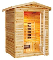 SunRay Saunas Burlington 2 Person Outdoor Infrared Sauna Solid Canadian Hemlock Wood 57" x 45.3" x 83" HL200D - Houux