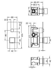 Hudson Reed CPB3310 Ignite Square One Outlet Valve, Chrome