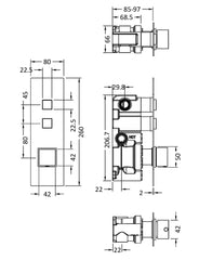 Hudson Reed CPB3311 Ignite Square Two Outlet Valve, Chrome