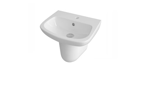 Nuie CPC023 Ambrose 450mm Basin & Semi Pedestal Soft Square, White