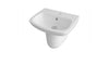 Image of Nuie CPC024 Ambrose 500mm Basin & Semi Pedestal Soft Square, White