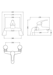 Nuie DTY303 Eon Deck Mounted Bath Filler, Chrome