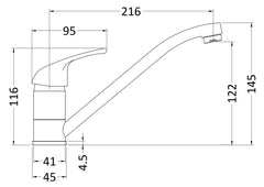 Nuie DTY306 Mono Sink Mixer, Chrome