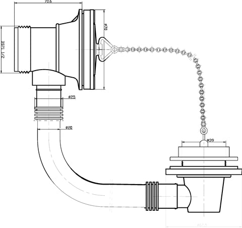 Nuie E309 Bath Waste, Chrome