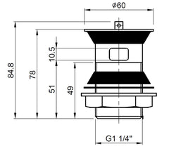 Nuie E314 Basin Plug And Chain, Chrome