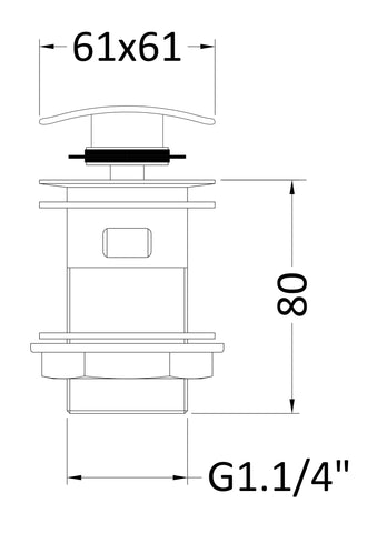 Nuie EK307 Push Button Basin Waste, Chrome