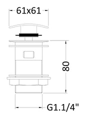 Nuie EK307 Push Button Basin Waste, Chrome