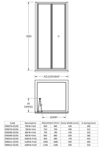 Nuie ERBD76 Ella 760mm Bi-Fold Door