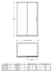 Nuie ERSL10H5 Ella 1000mm Sliding Door