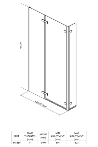 Nuie ERSBS0 Ella L-Shaped Hinged Bath Screen, Satin Chrome