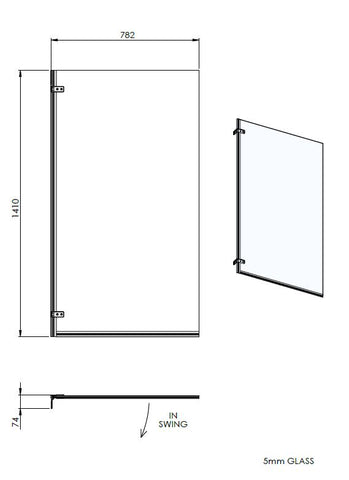 Nuie ERSSQ Ella Square Bath Screen, Satin Chrome