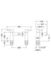 Nuie FJ313 Series Two Bath Filler, Chrome