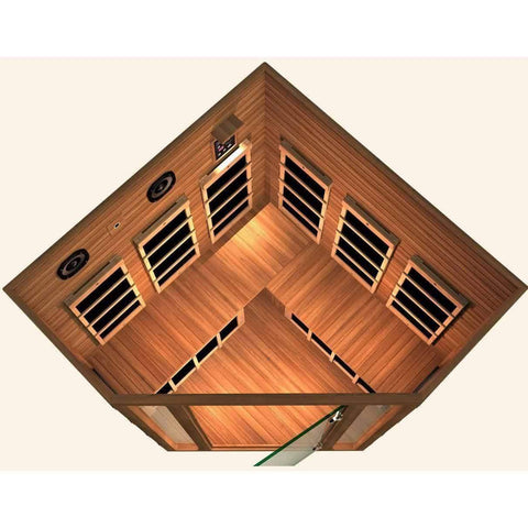 JNH Lifestyles Freedom 4 Person Corner Design Freedom Canadian Red Cedar Wood Carbon Fiber Far Infrared Sauna - Houux