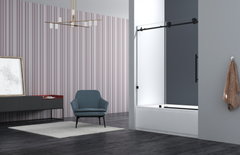 Legion Furniture GD9056-60-S 56" - 60" Single Sliding Shower Door Set With Black Hardware - Houux