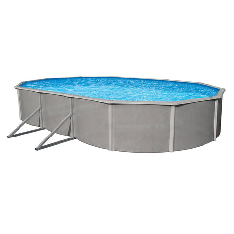 Belize Oval Steel Wall Above Ground Pool w/ 6-in Top Rail - Houux