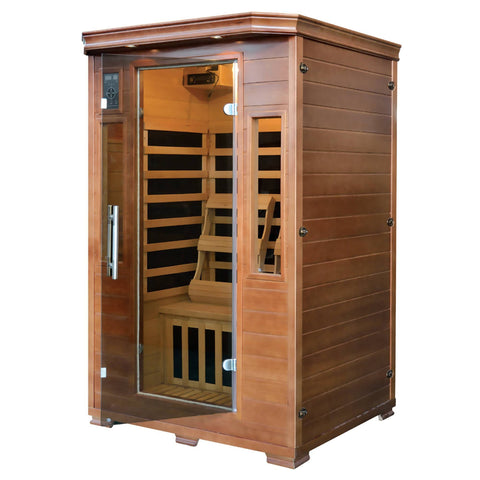 Majestic 2-Person Hemlock Premium Infrared Sauna w/ 6 Carbon Heaters - Houux