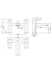 Nuie HDY304 Hardy Bath Shower Mixer, Chrome