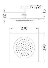 Hudson Reed HEAD80 Ceiling Tile Fixed Shower Head, Chrome