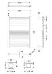 Hudson Reed HL152 Eton Electric Radiator, Chrome