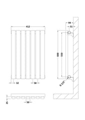 Hudson Reed HL337 Revive Horizontal Single Panel Radiator 600 x 412, High Gloss White