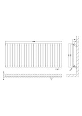 Hudson Reed HLA40D Revive Horizontal Double Panel Radiator 600 x 1398, Anthracite