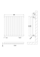 Hudson Reed HLA55 Sloane Horizontal Single Panel Radiator 600 x 586, Anthracite