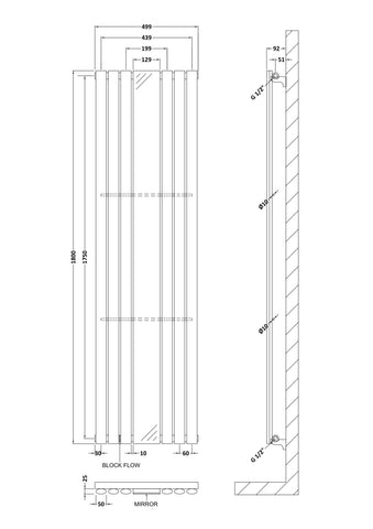 Hudson Reed HLA78 Revive Single Panel Designer Radiator With Mirror, Anthracite