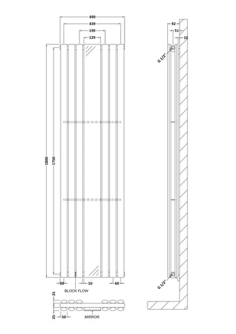 Hudson Reed HLA79 Revive Double Panel Designer Radiator With Mirror, Anthracite