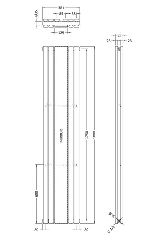 Hudson Reed HLA84 Sloane Double Panel Designer Radiator, Anthracite