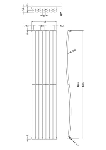 Hudson Reed HLA95 Revive Wave Designer Radiator, Anthracite