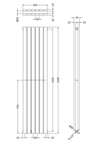 Hudson Reed HLW43 Sloane Double Panel Designer Radiator, Satin White