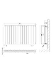 Hudson Reed HLW56D Sloane Horizontal Double Panel Radiator 600 x 992, Satin White