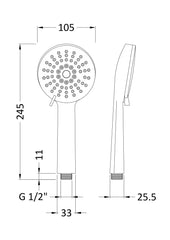 Nuie HS002 Multifunction Water Saving Shower Handset, Chrome