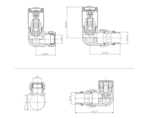 Hudson Reed HT309 Corner Duel Fuel Radiator Valve Pack (Pairs), Chrome