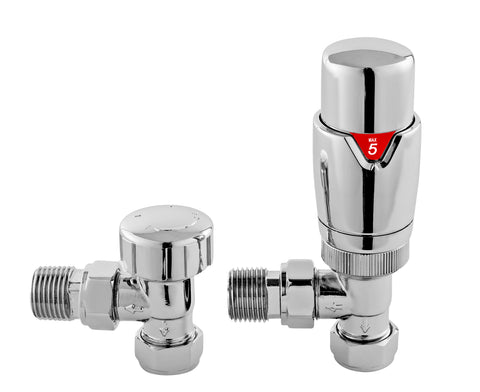 Hudson Reed HT315 Angled Thermostatic Radiator Valve Pack, Chrome