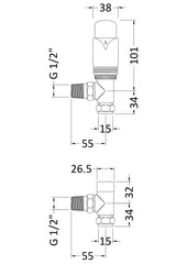 Hudson Reed HT315 Angled Thermostatic Radiator Valve Pack, Chrome